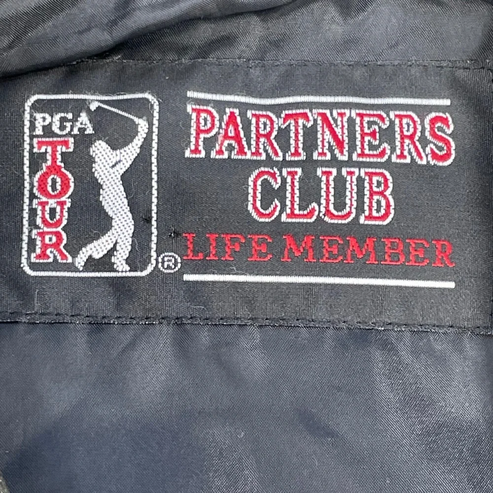 PGA Tour Brown Distressed Leather Partners Club Bomber Jacket Mens XL Golf